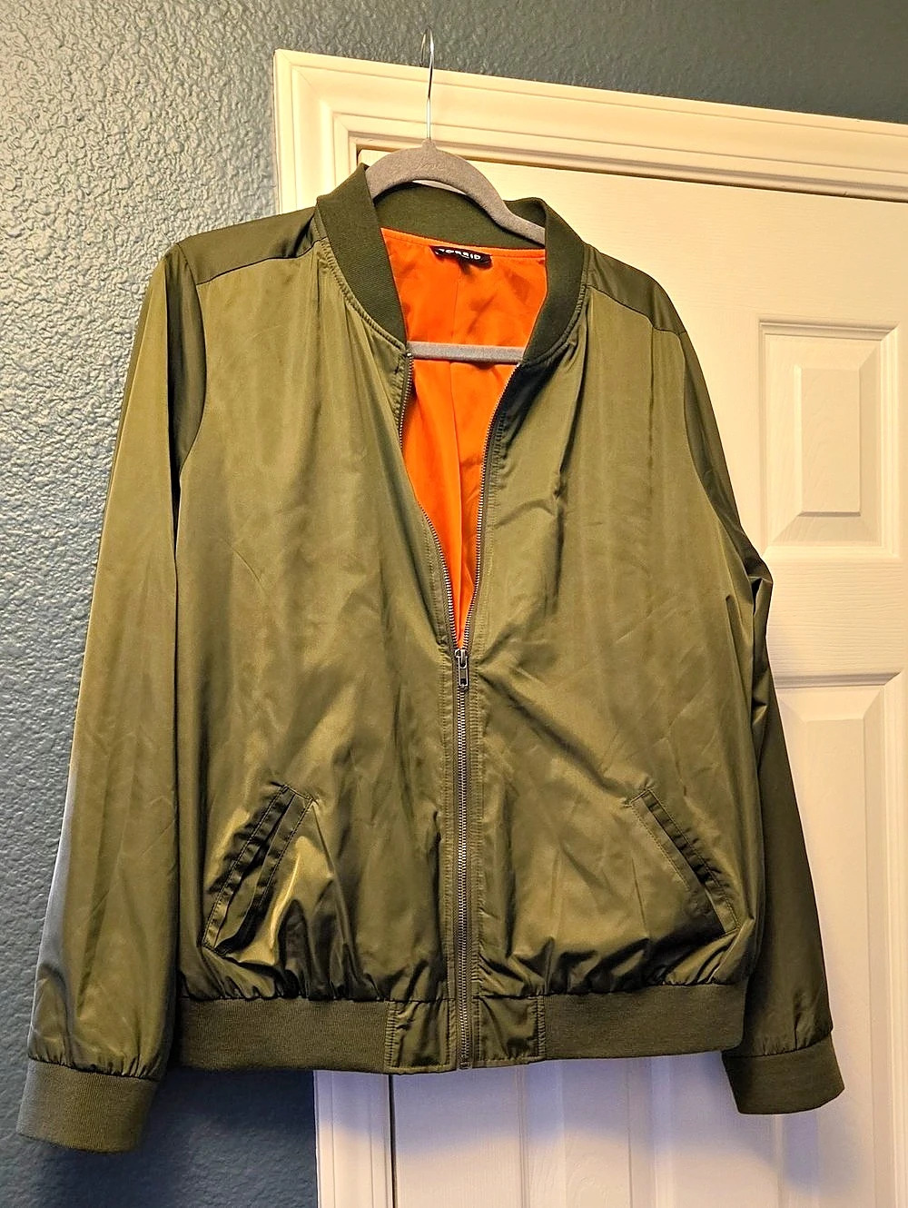 Torrid Olive Green Bomber Jacket with Orange Lining